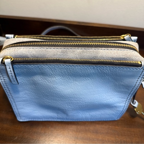 FOSSIL Blue Gray Leather Small Shoulder Crossbody Handbag P - Picture 7 of 14